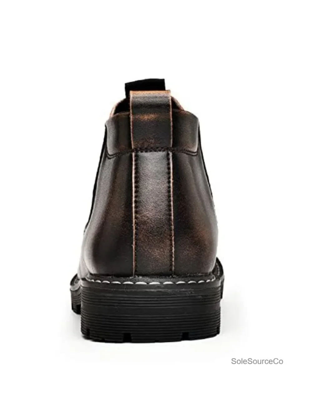 Men's Leather Chelsea Boots Non-Slip Slip On Ankle High Top Work Shoes